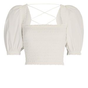 Intermix Women's White Eden Lace-up Back Organic Cotton Top